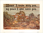 Large Art Print Calligraphy Text: (In the Dale) Peace I leave with you . . . . John 14:27 by J. Maxted
